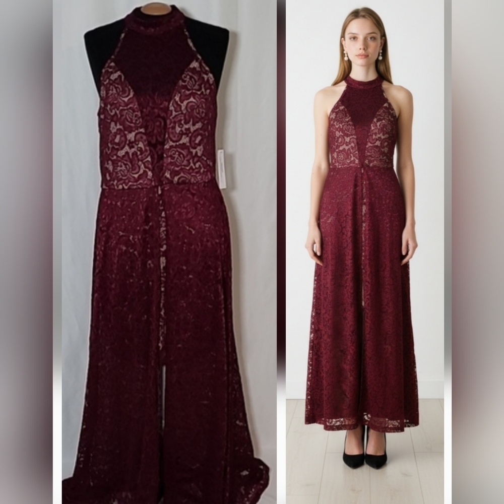 Venus NWT Purple Size Large High-Low Lace Dress